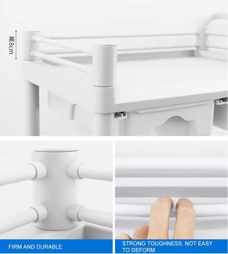 Fiber Salon Table with 3 & 2 Layers, Drawer, and Baskets - Al - Andalous3 layers