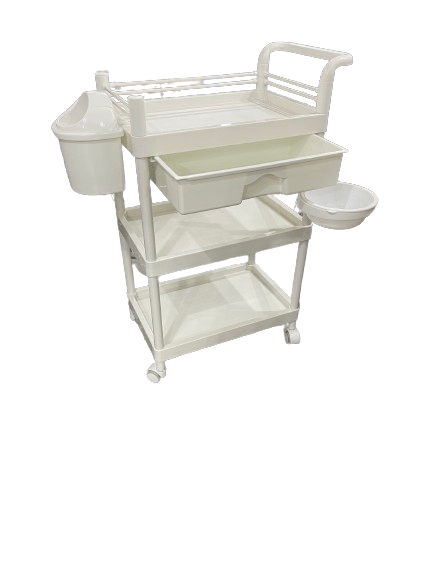 Multi - Functional Fiber Salon Table with 3 Layers, Drawer, and Baskets - Al - Andalous
