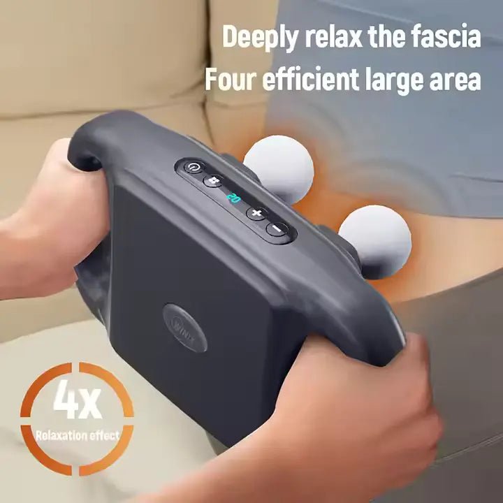 Rechargeable 4 - Heads Handheld Deep Tissue Muscle Massager Gun with Speed Control - Al - Andalous