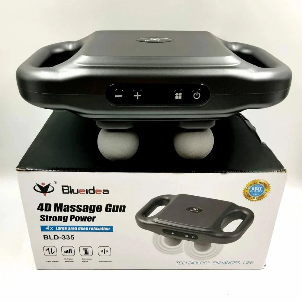 Rechargeable 4 - Heads Handheld Deep Tissue Muscle Massager Gun with Speed Control - Al - Andalous