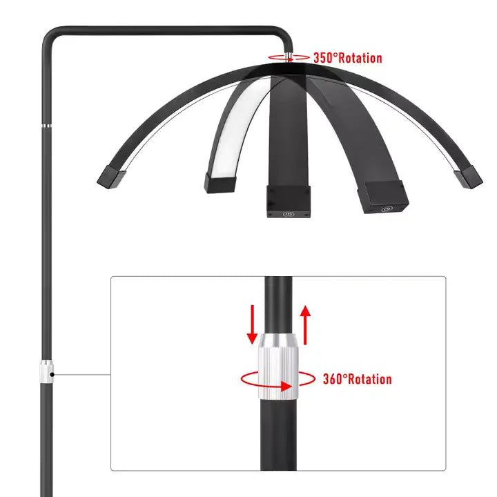 LED Lash Light - 28 - Inch Half-Moon Arc Crescent Lashes Lamp - Al - AndalousBlack