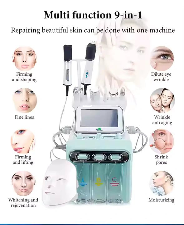 9 - in - 1 Oxygen Jet Hydro Dermabrasion RF Beauty Machine for Comprehensive Skin Care - Al - Andalous9 - in - 1 Oxygen Jet Hydro Dermabrasion RF Beauty Machine for Comprehensive Skin Care