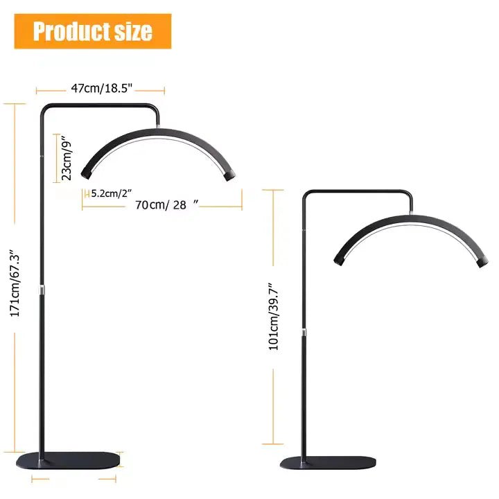 LED Lash Light - 28 - Inch Half-Moon Arc Crescent Lashes Lamp - Al - AndalousBlack
