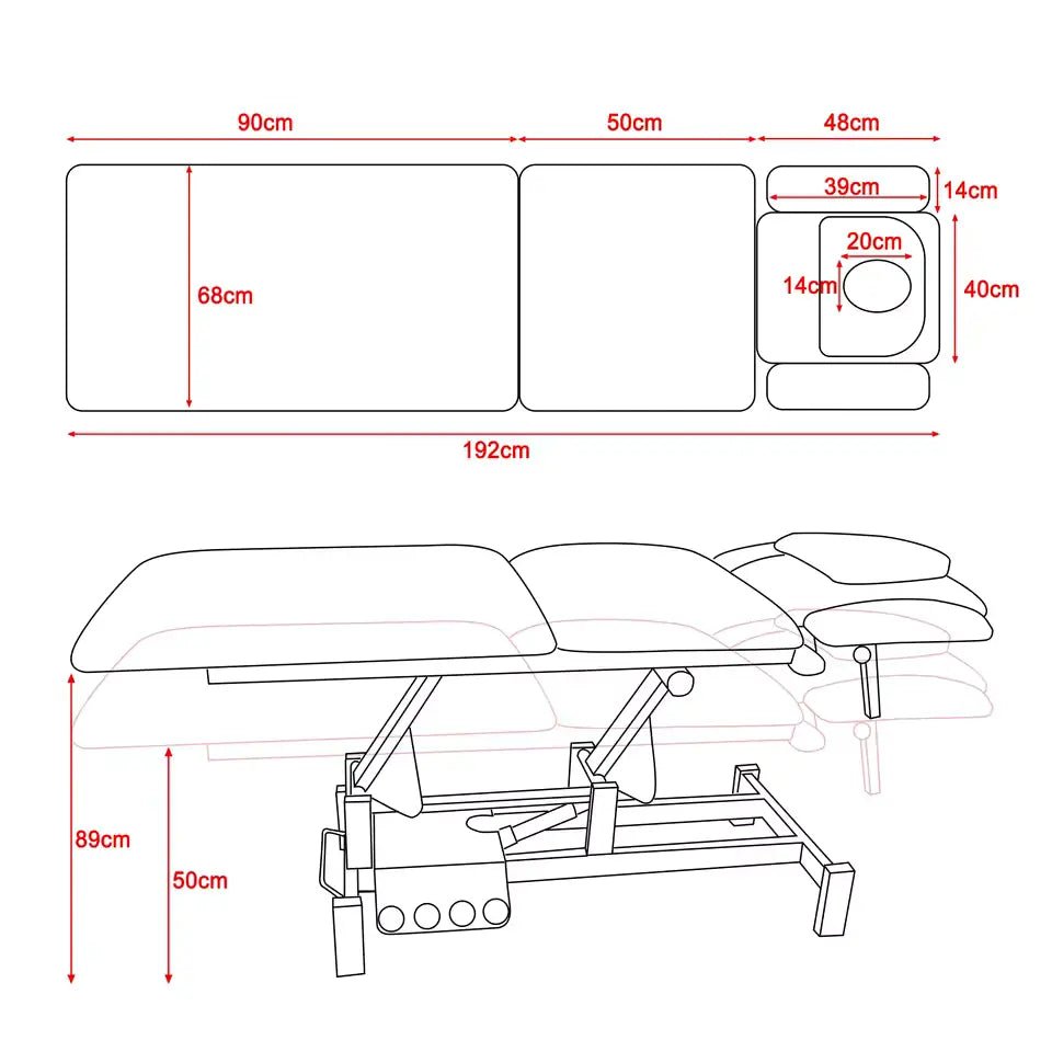 Premium Electric Chiropractic Bed – Adjustable Backrest, Height & Armrest - Al - AndalousBlack