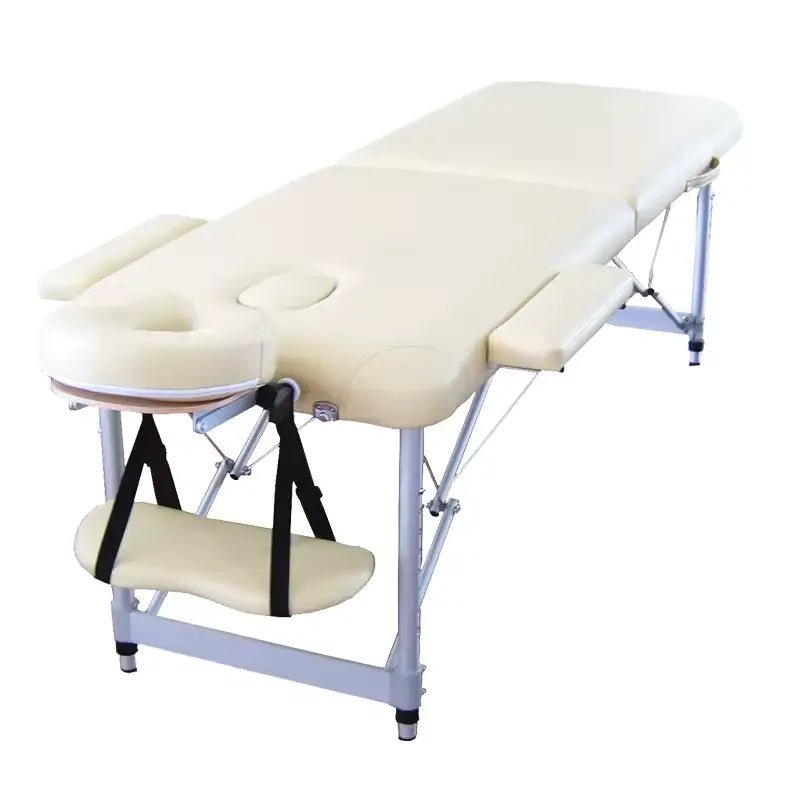 Portable Massage Bed 2 Folding Sections Aluminum - Al - AndalousPortable Massage Bed 2 Folding Sections AluminumCream