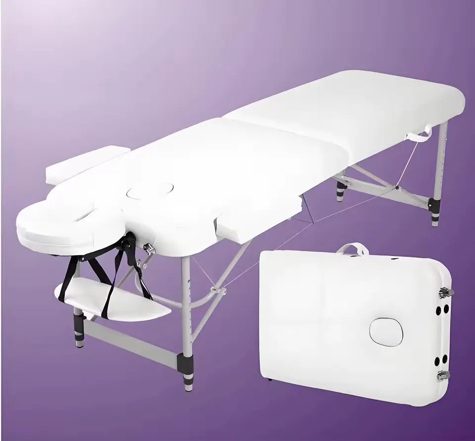 Portable Massage Bed 2 Folding Sections Aluminum - Al - AndalousPortable Massage Bed 2 Folding Sections AluminumWhite
