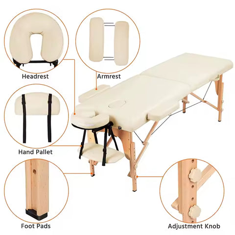 Portable massage bed 2 folding sections