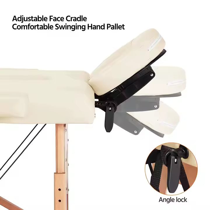 Portable massage bed 2 folding sections - Al - AndalousPortable massage bed 2 folding sectionsCream