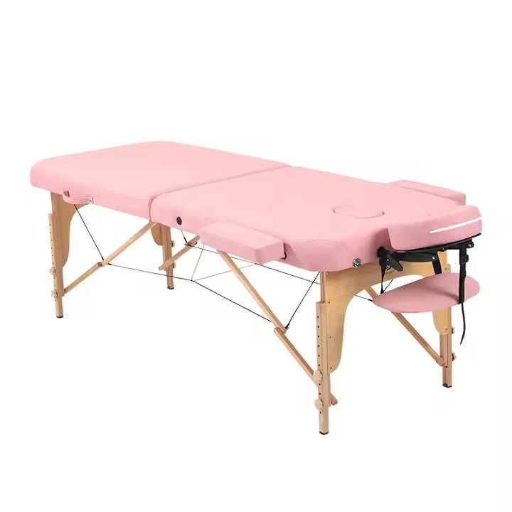Portable massage bed 2 folding sections - Al - AndalousPortable massage bed 2 folding sectionsPink