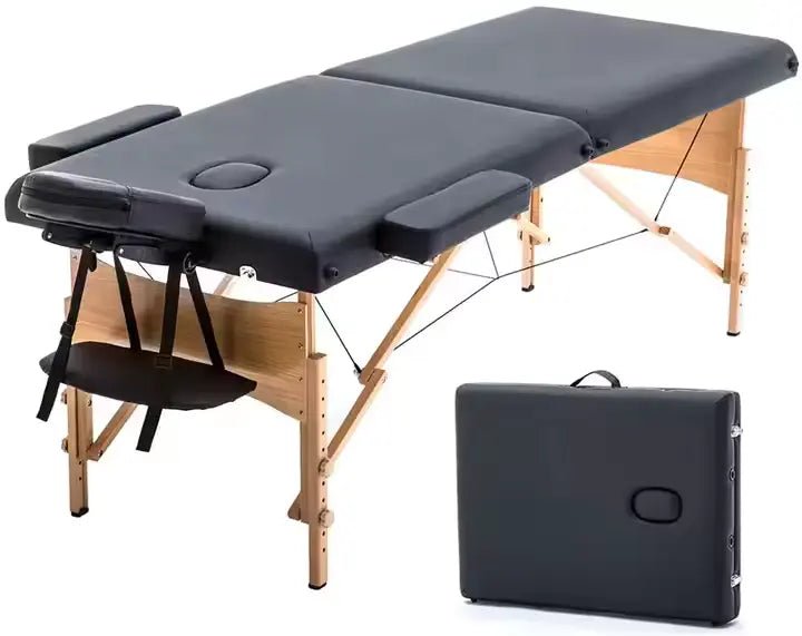 Portable massage bed 2 folding sections - Al - AndalousPortable massage bed 2 folding sectionsBlack